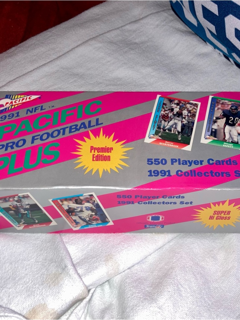 Pacific 1991 NFL Pro Football Plus Collector Box - Pink & Silver